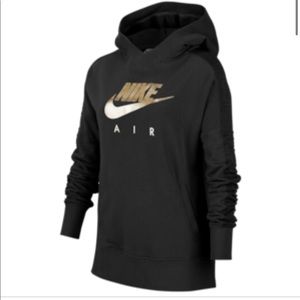 Nike Air Pullover Hoodie Black/Metallic Gold Sz 4